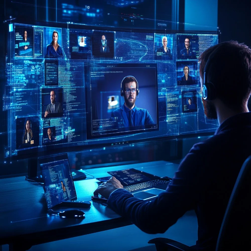 Remote workforce protection concept with secure access, connected users, and digital security controls