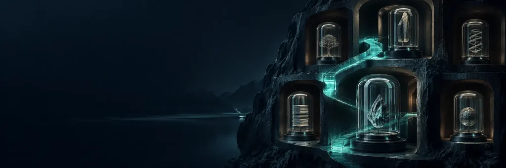 Independent archival capsules protected in separate chambers with a defined recovery route