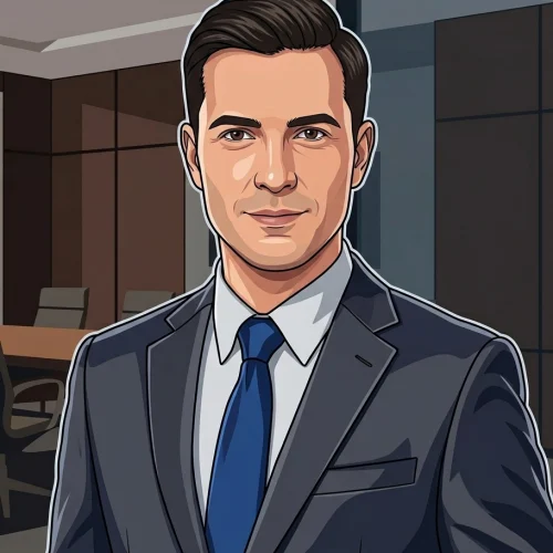 Illustrated portrait of Lucky, Partner, Business Strategy & Growth
